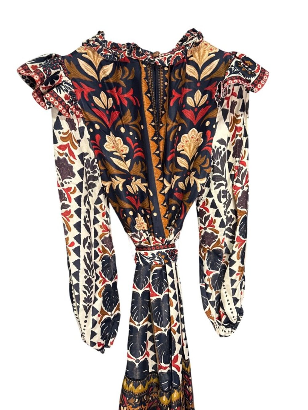NWT Farm Rio Tapestry Garden High Neck Long Sleeve Dress Medium MSRP $399 - Picture 11 of 13